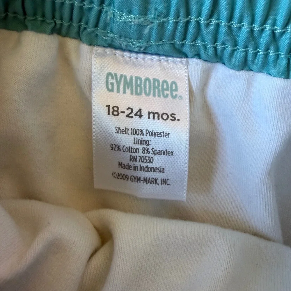 Y2K 2009 Gymboree Baby Boy Elephant Rash Guard & Swim Trunks Set Blue Olive